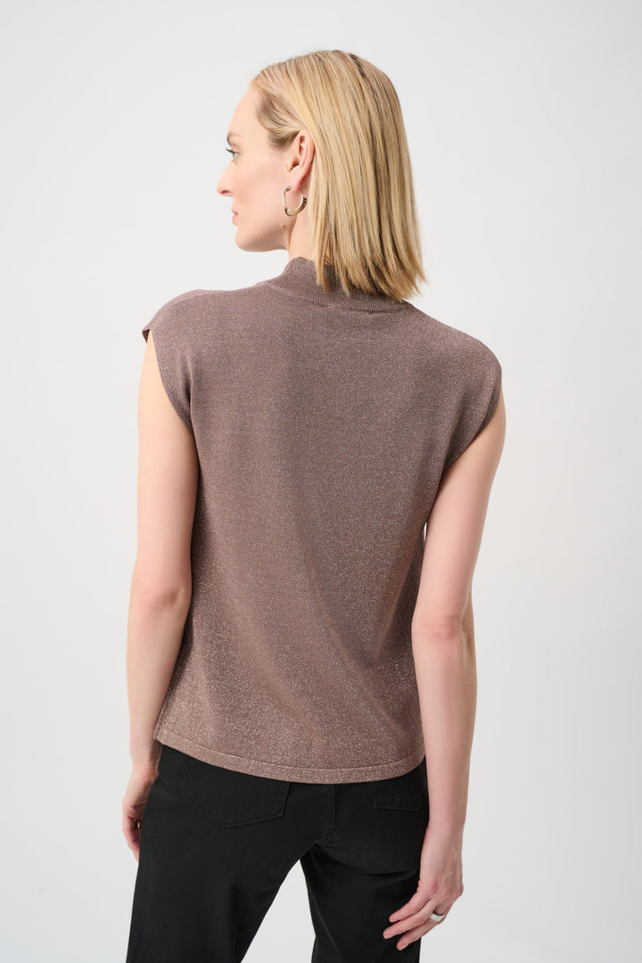 Mink Sweater Knit Sleeveless Pullover with Studded Detail