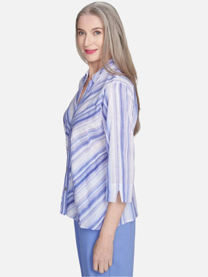 Mitered Iris Button Up Top