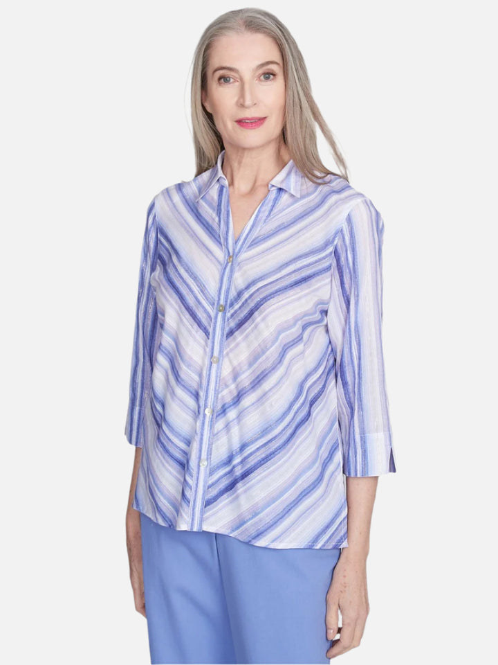 Mitered Iris Button Up Top