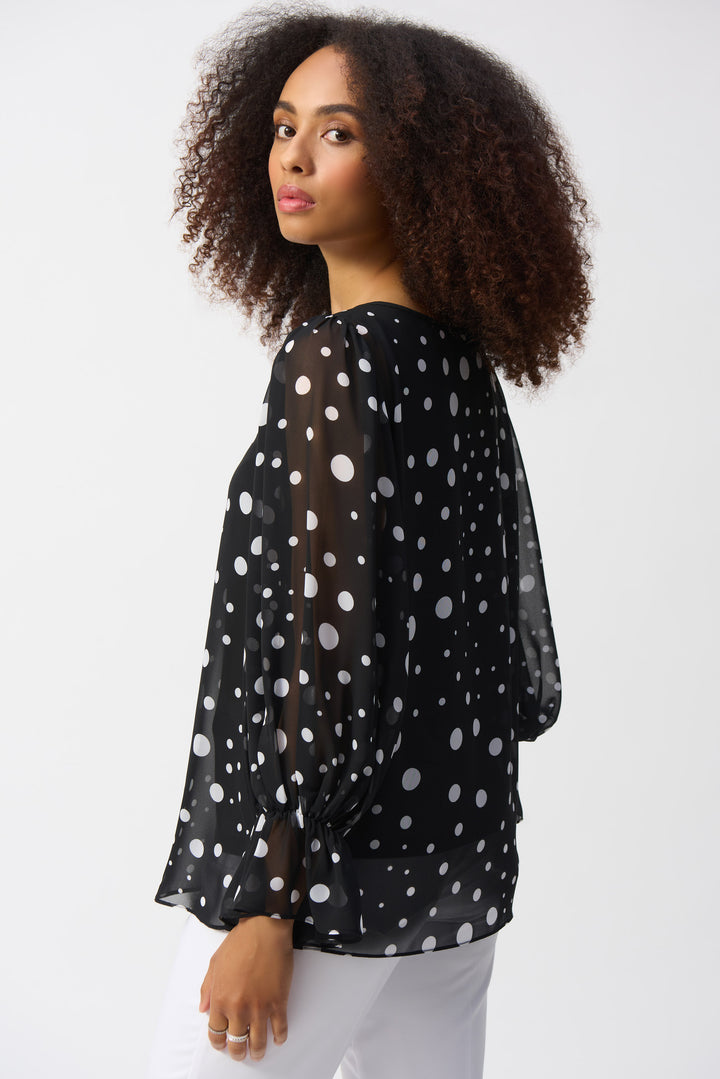 Mixed Dotty Print Chiffon Blouse