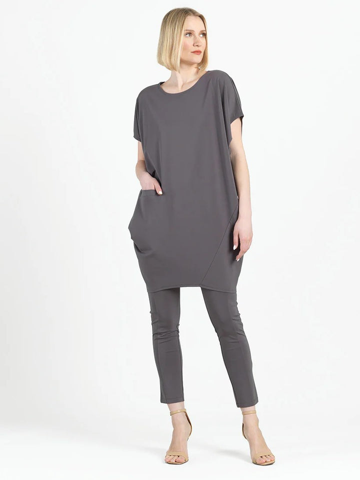 Mocha Architectural Tunic Pocket Dress