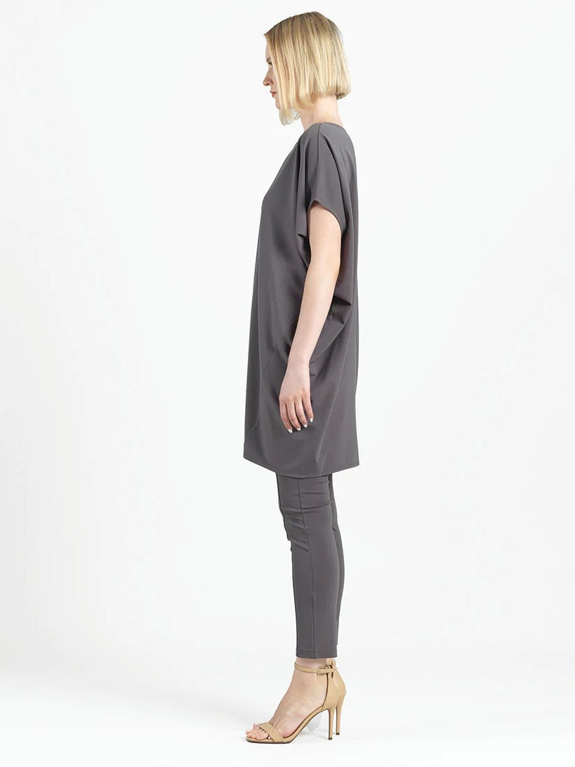 Mocha Architectural Tunic Pocket Dress