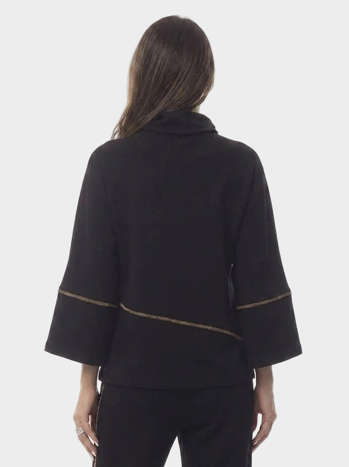 Modal Cowl Neck Top with Lurex Piping