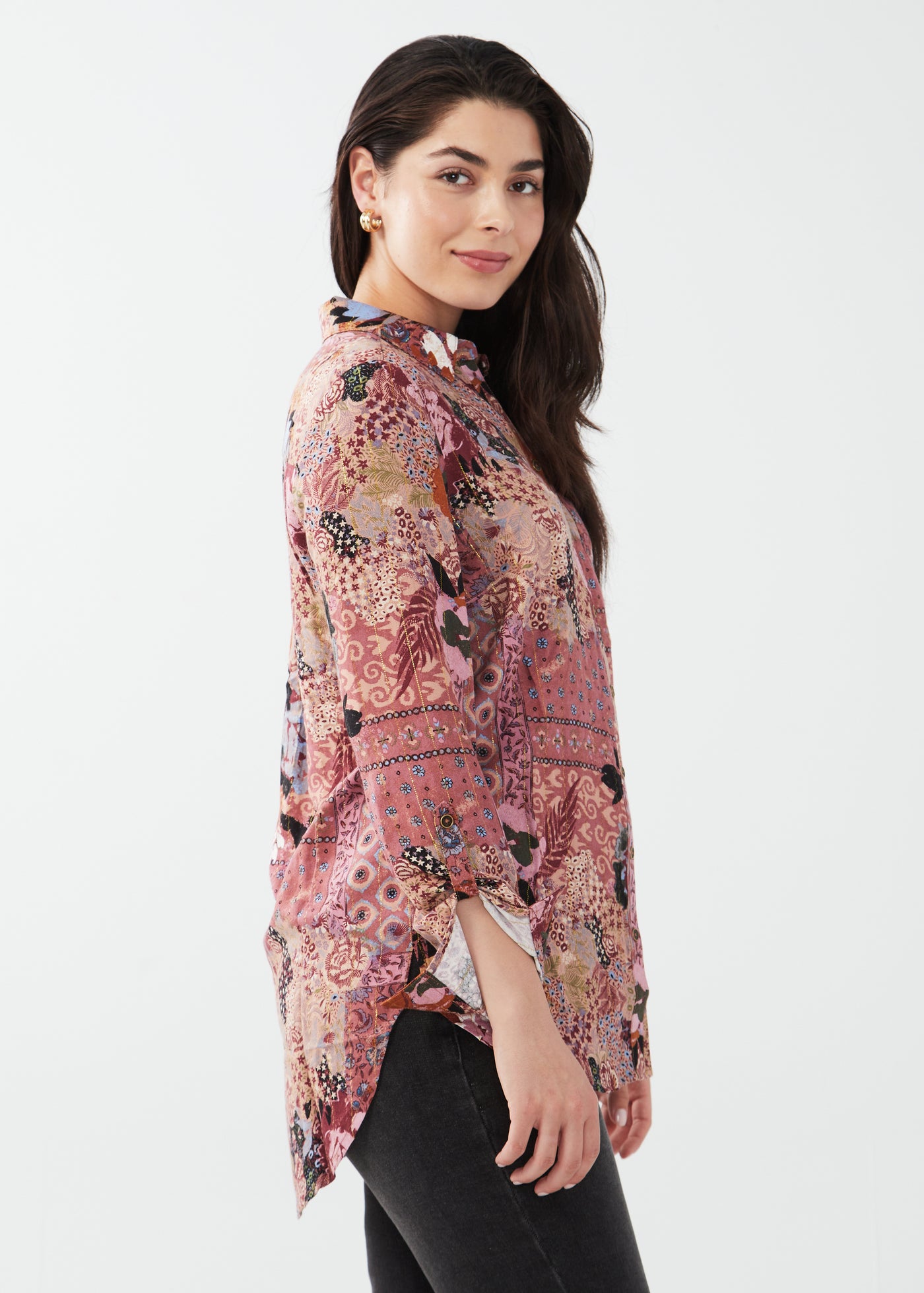 Modern Patchwork Print Tunic Blouse