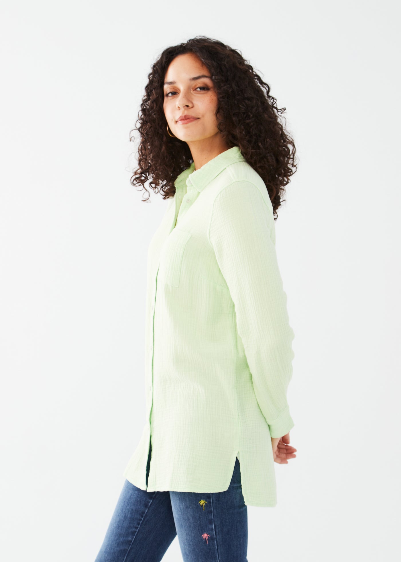 Mojito Green Crinkle Gauze Shirt