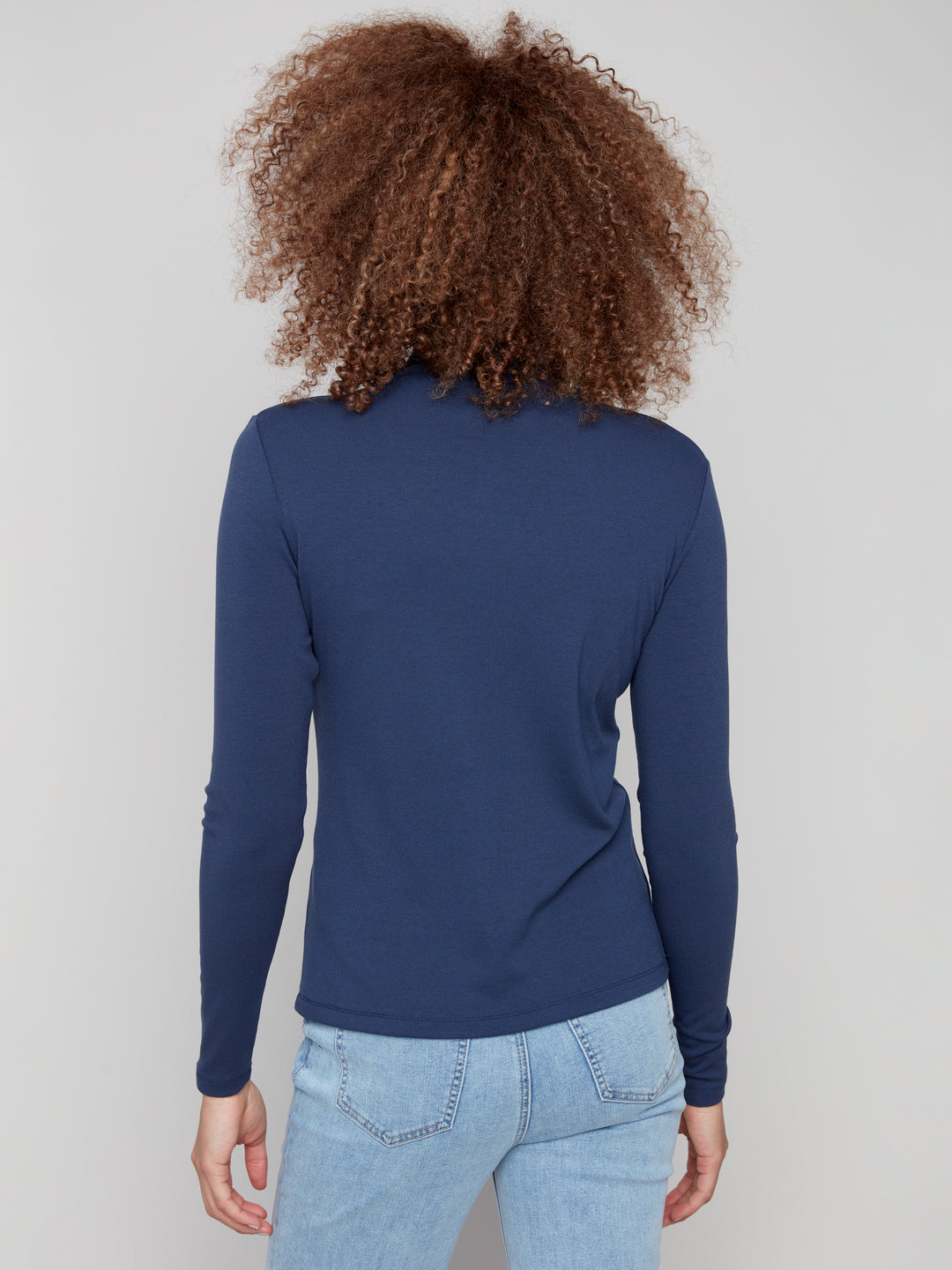 Moonlight Fine Rib Mock Neck Top