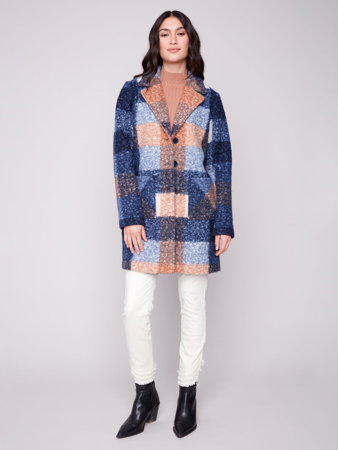 Moonlight Plaid Boucle Coat