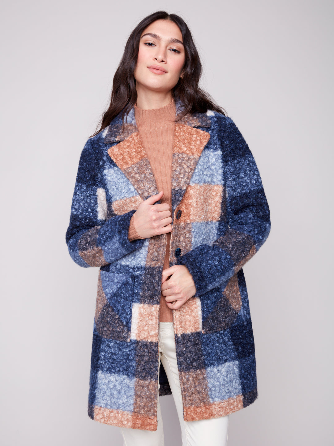 Moonlight Plaid Boucle Coat