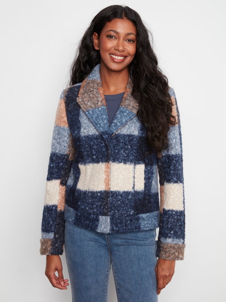 Moonlight Plaid Boucle Short Coat