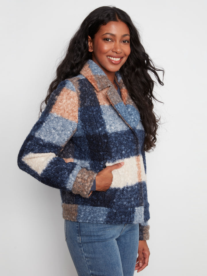 Moonlight Plaid Boucle Short Coat