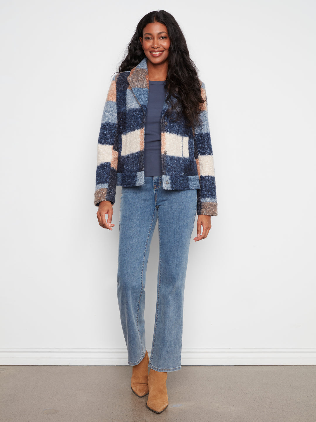 Moonlight Plaid Boucle Short Coat