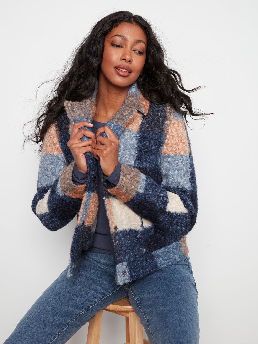 Moonlight Plaid Boucle Short Coat