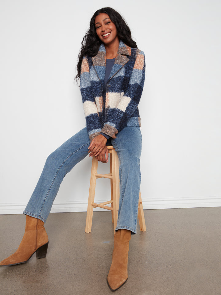 Moonlight Plaid Boucle Short Coat