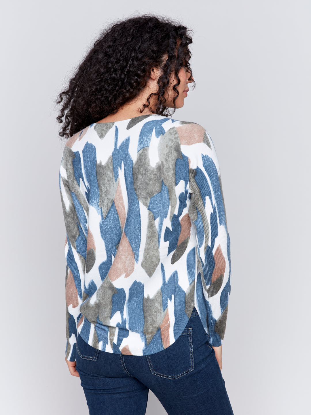 Moss Abstract Print Plushy Knit Sweater