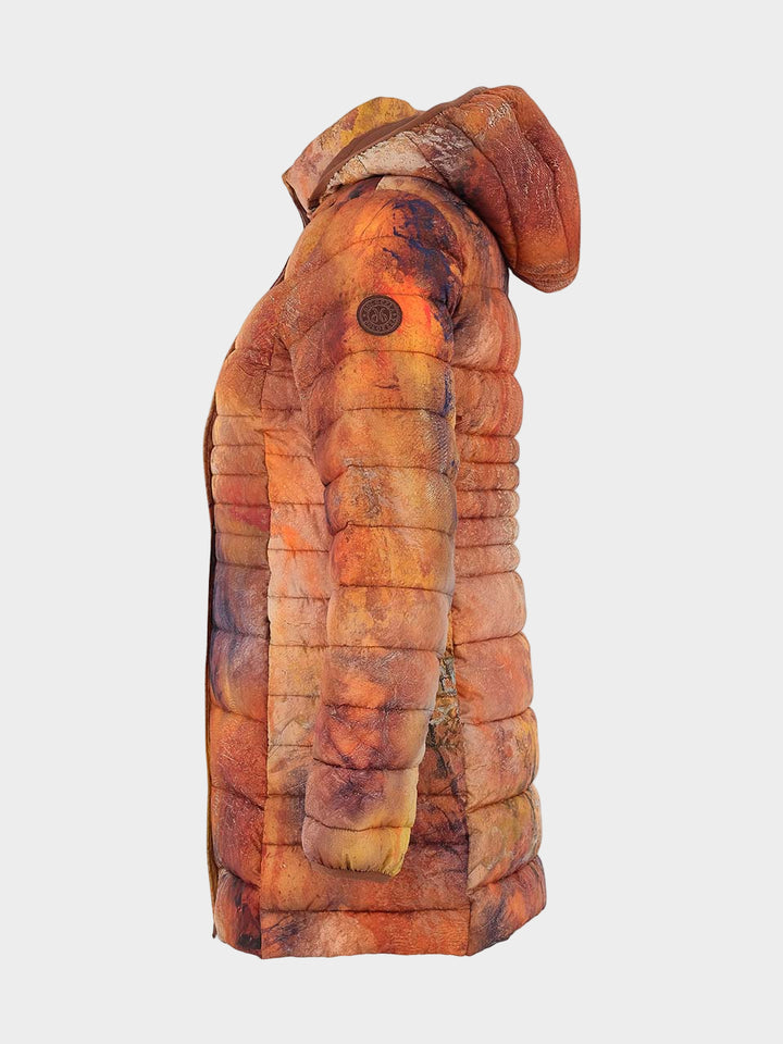 Mother Earth Print Long Puffer Coat