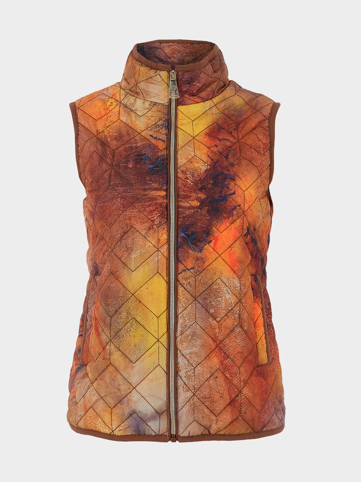 Mother Earth Print Puffer Vest