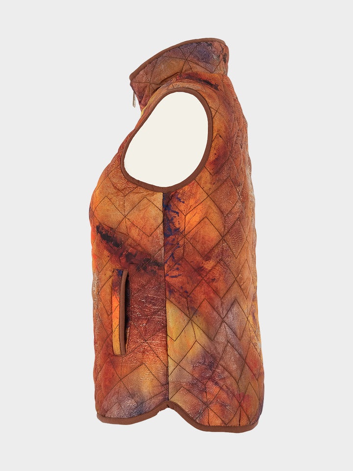 Mother Earth Print Puffer Vest