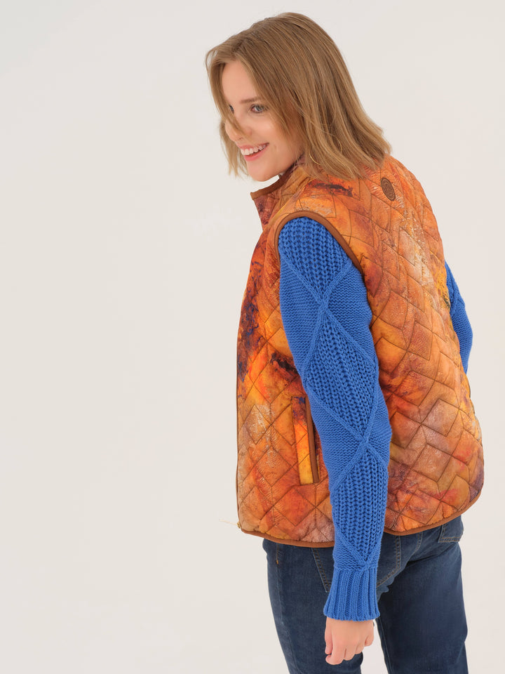 Mother Earth Print Puffer Vest