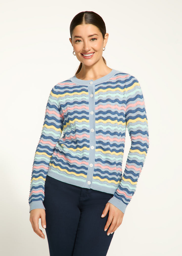 Multi Colour Wave Stitch Cardigan