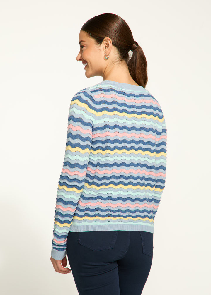 Multi Colour Wave Stitch Cardigan