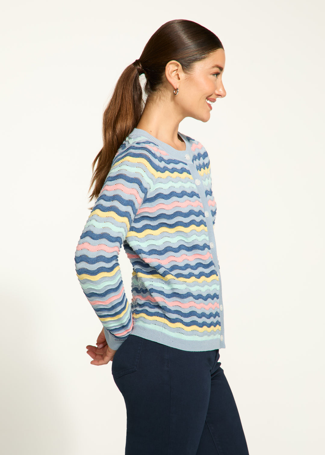 Multi Colour Wave Stitch Cardigan