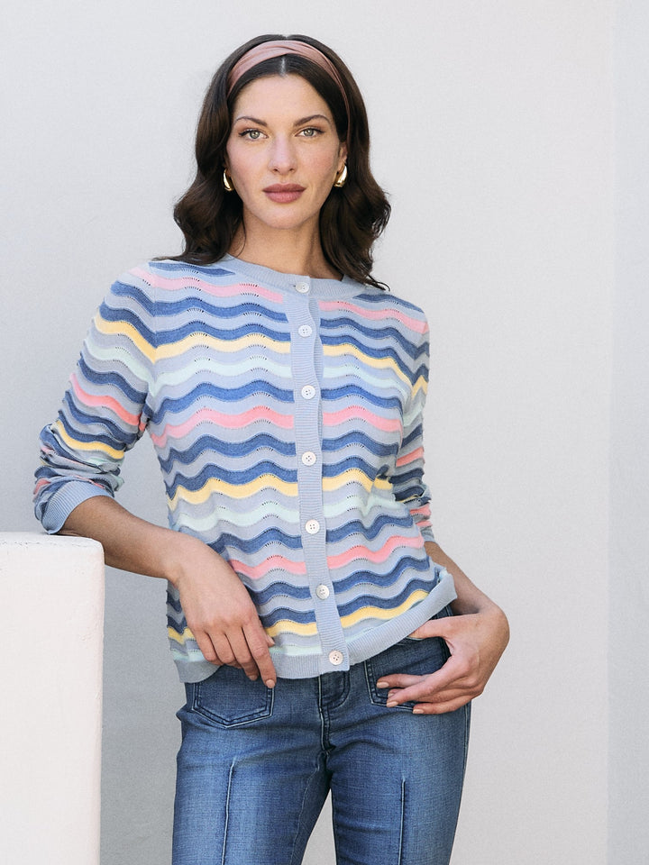 Multi Colour Wave Stitch Cardigan