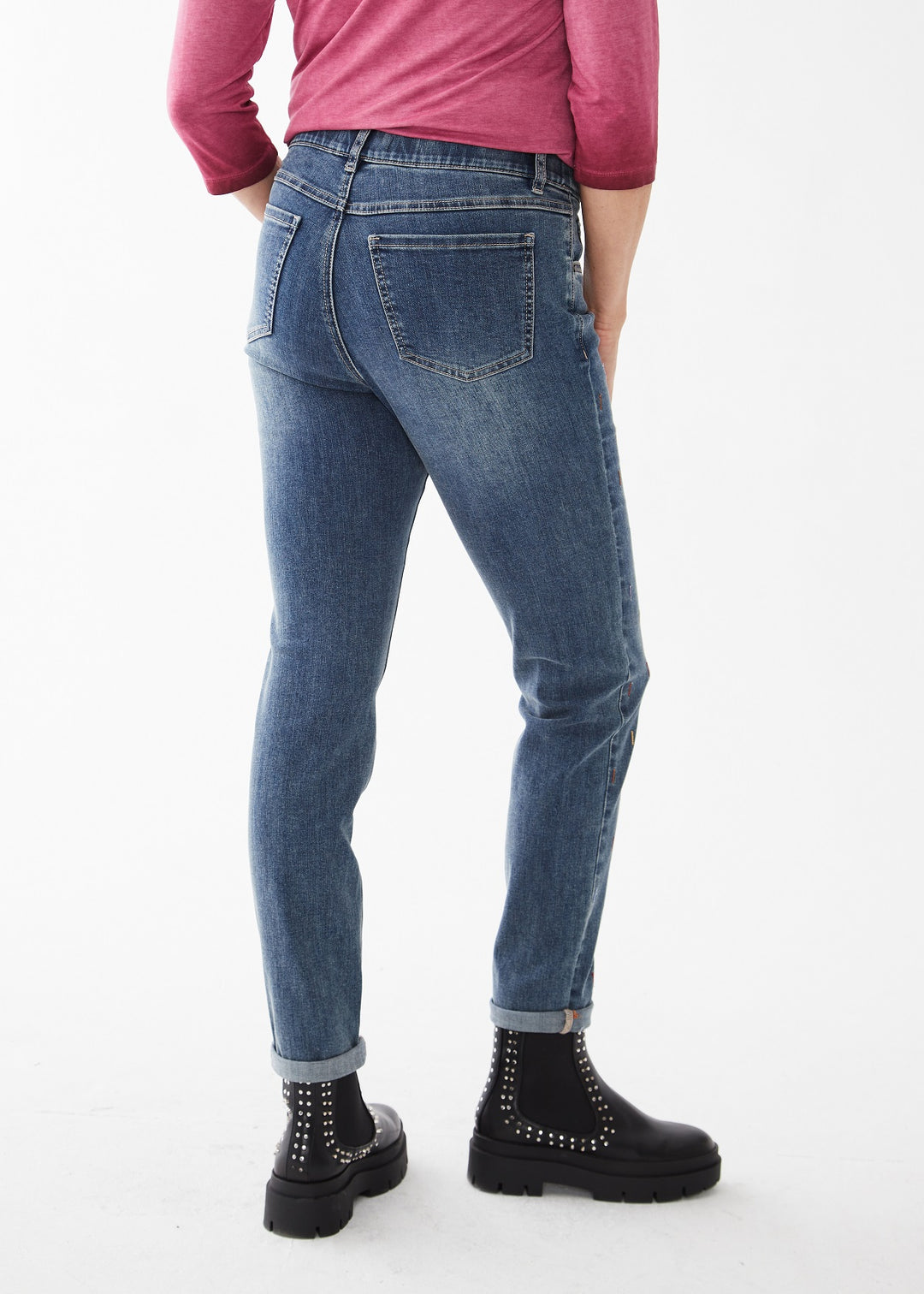 Multicolour Embroidered Pull On Jean