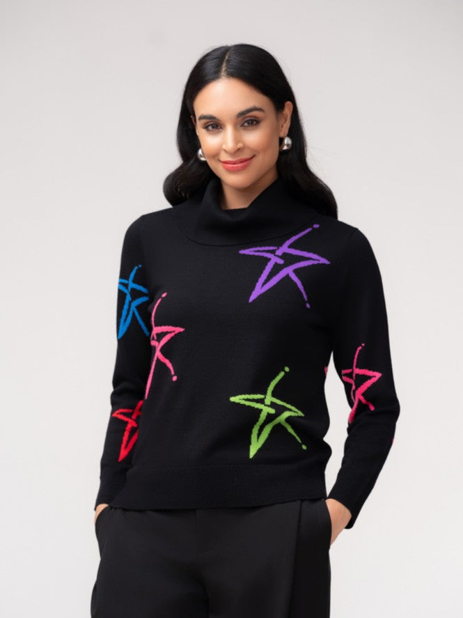 Multicolour Star Cowl Neck Sweater
