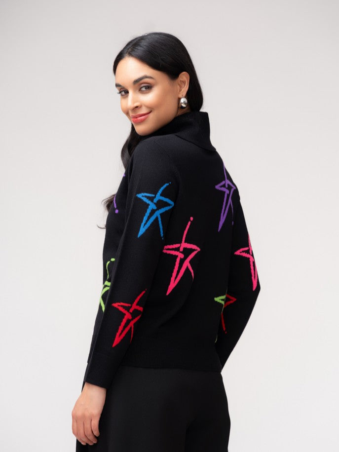 Multicolour Star Cowl Neck Sweater
