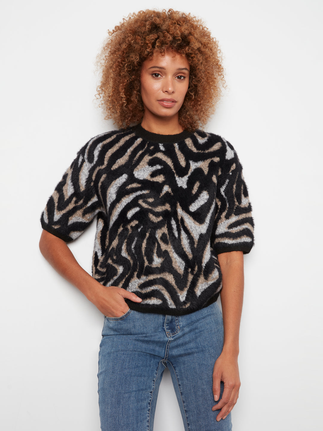 Mystic Jacquard Elbow Sleeve Plush Sweater