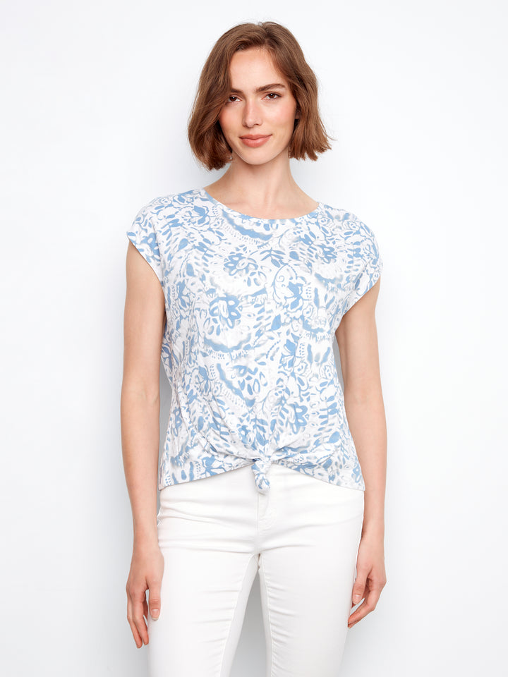 Mystic Print Tie Front Top