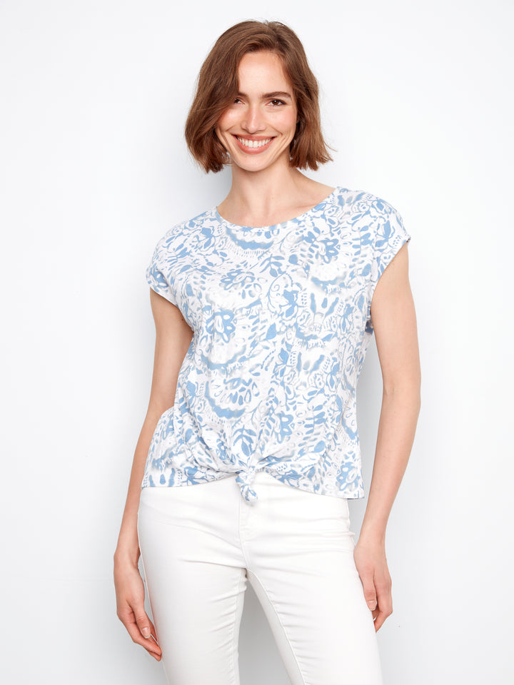 Mystic Print Tie Front Top