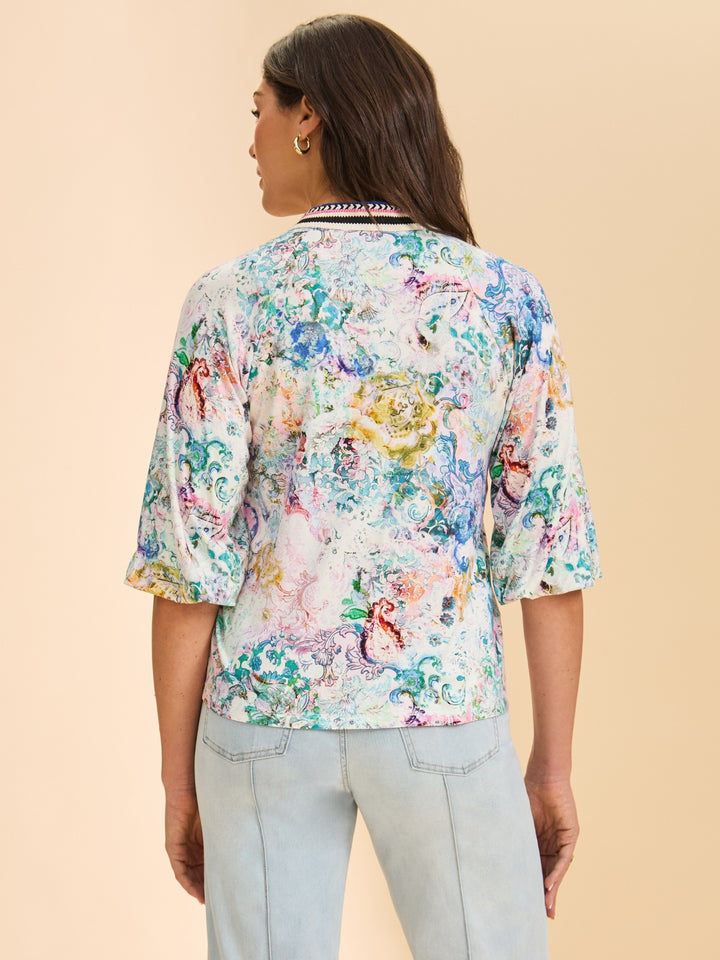 Narnia Paisley Print Split Neck Top