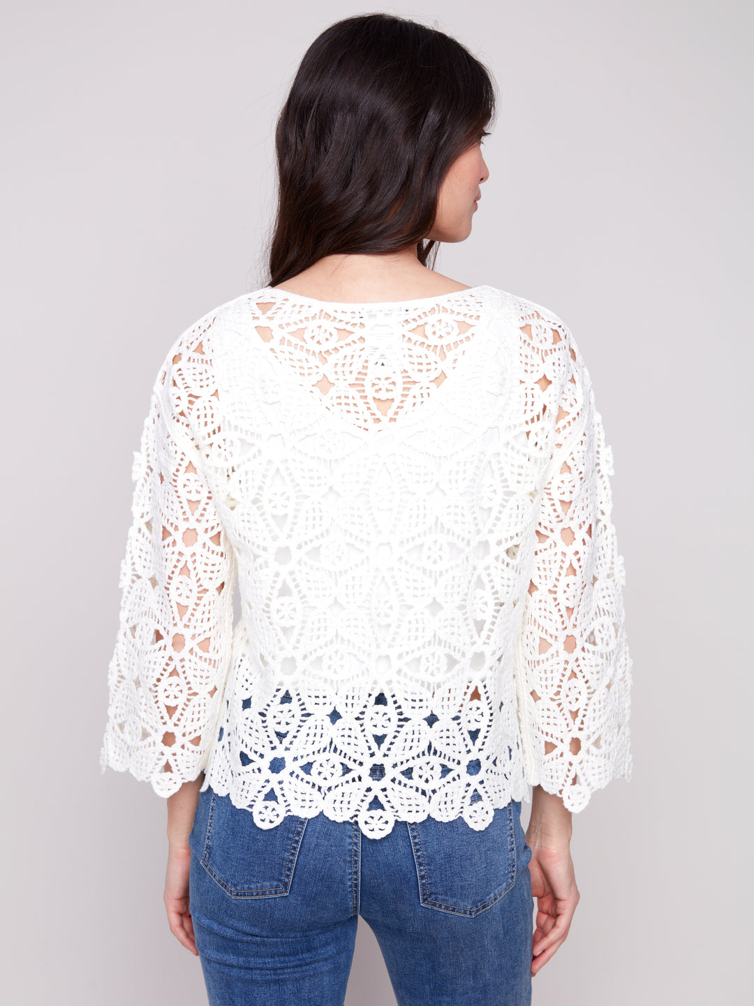 Natural Bell Sleeve Crochet Top