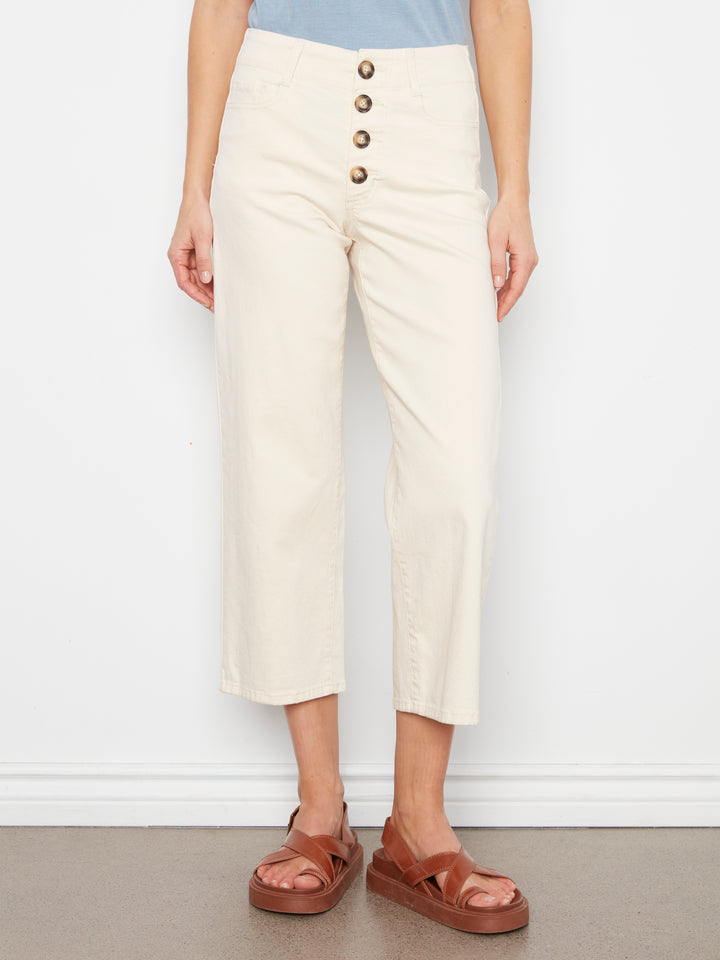 Natural Button Fly Straight Leg Twill Pant