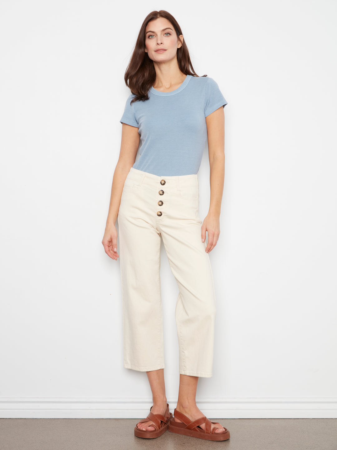 Natural Button Fly Straight Leg Twill Pant