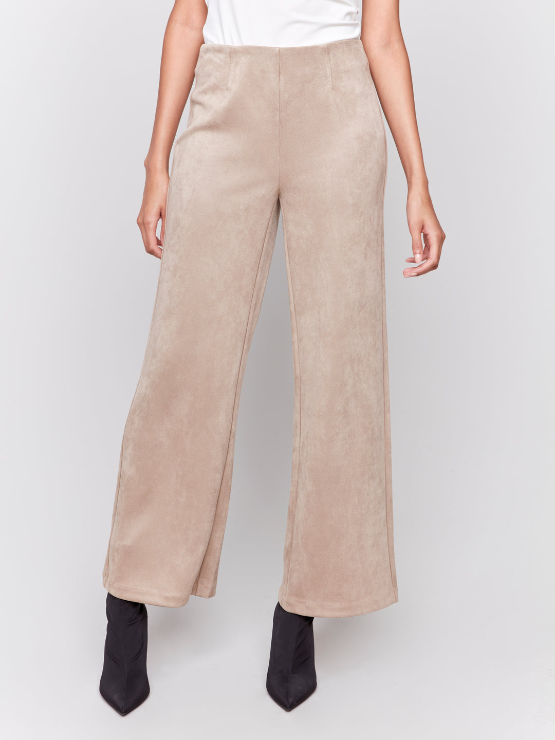 Natural Faux Suede Pull On Pant