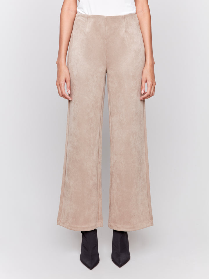 Natural Faux Suede Pull On Pant