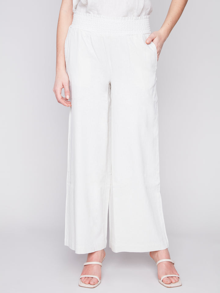 Natural Pull On Linen Pant