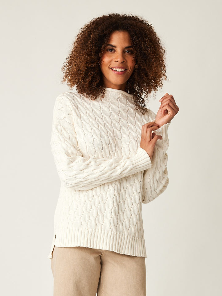 Natural Rowan Cable Funnel Neck Sweater