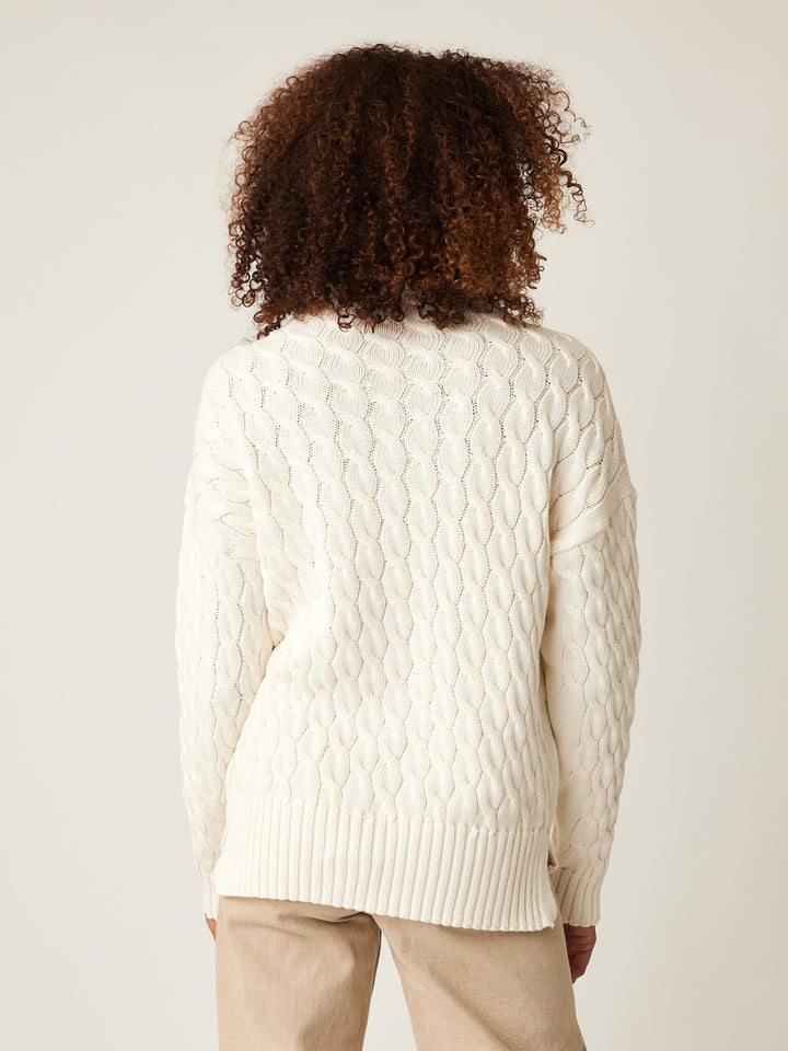 Natural Rowan Cable Funnel Neck Sweater