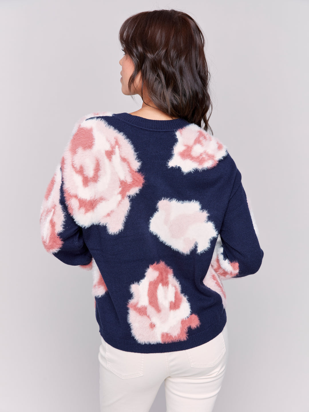 Navy Floral Jacquard Sweater