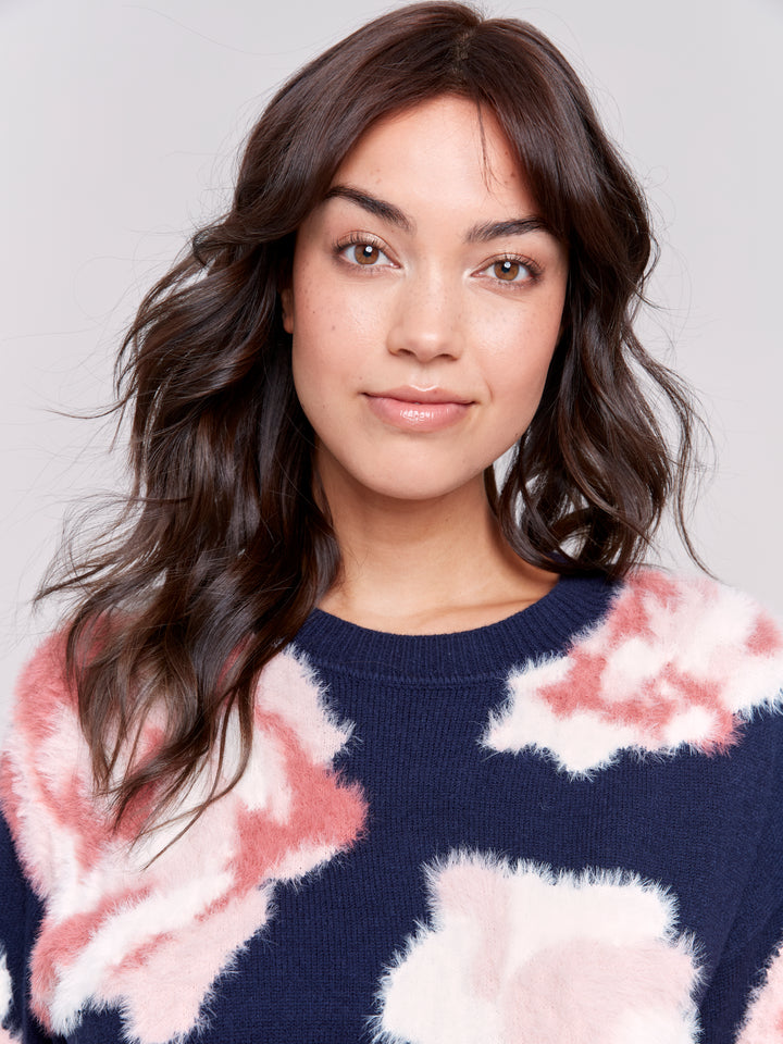 Navy Floral Jacquard Sweater