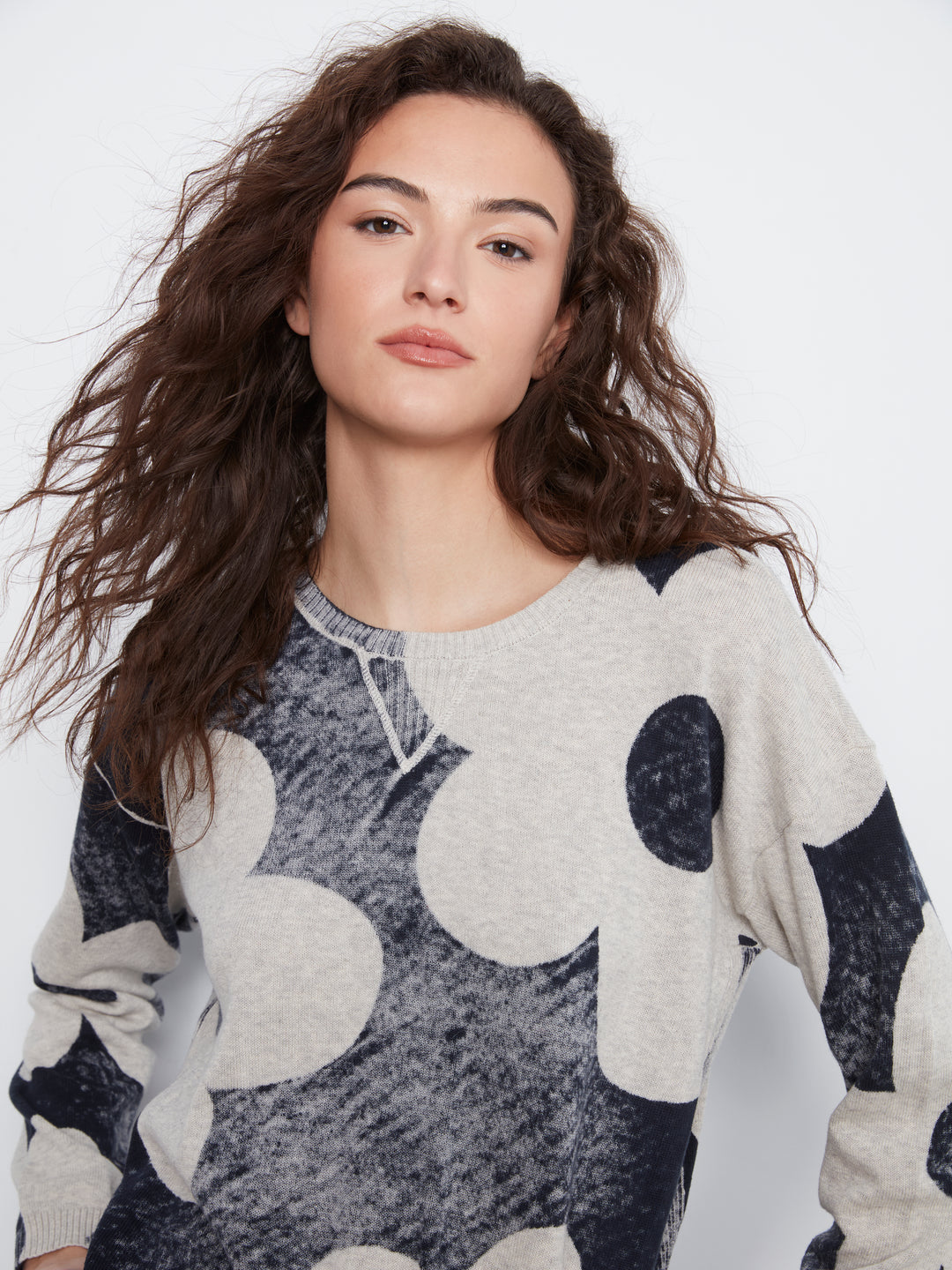 Navy Floral Reverse Print Sweater