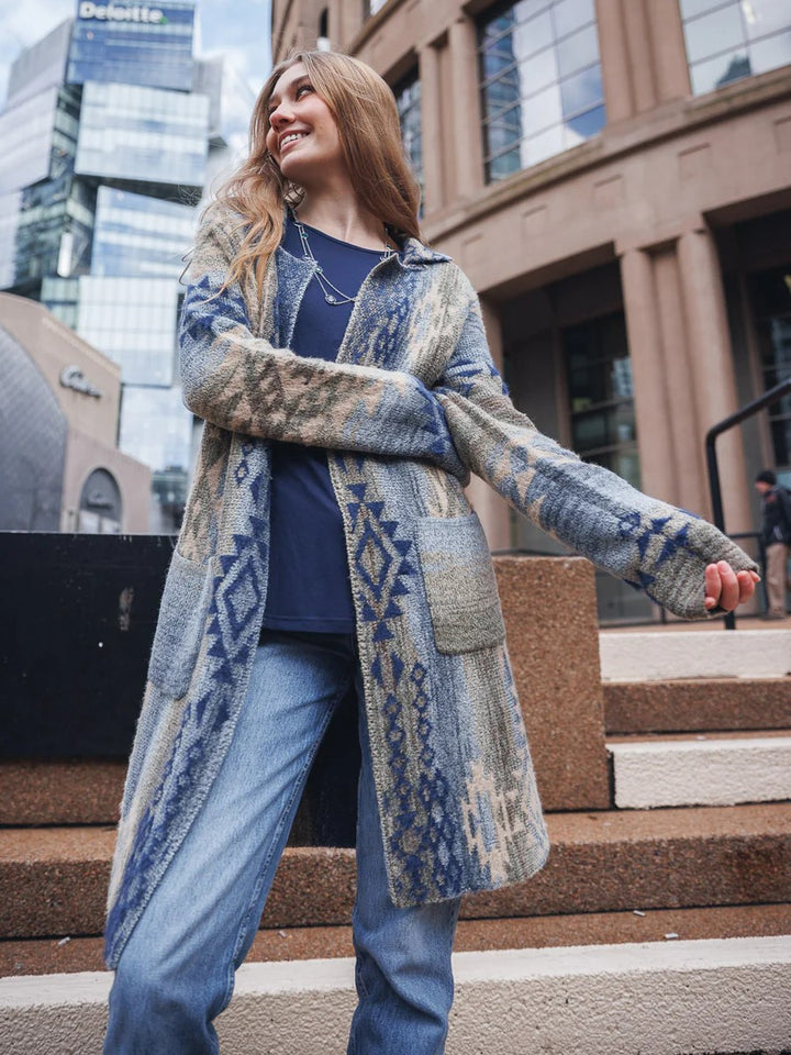 Navy Geo Mix Cardigan Sweater