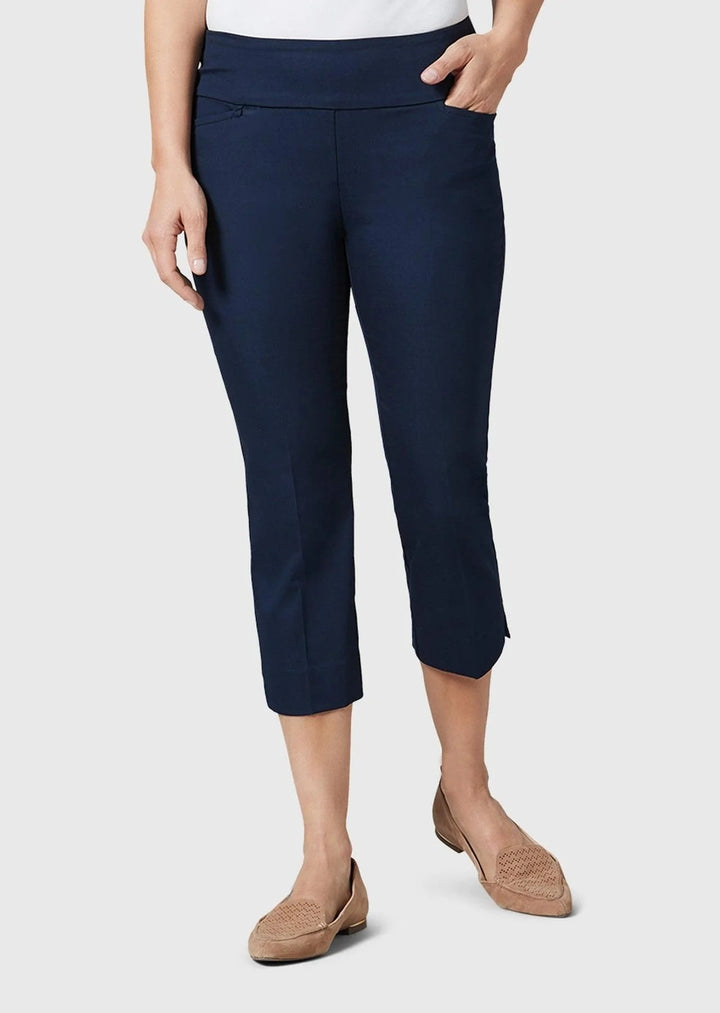 Navy Milan Split Hem Capri Pant