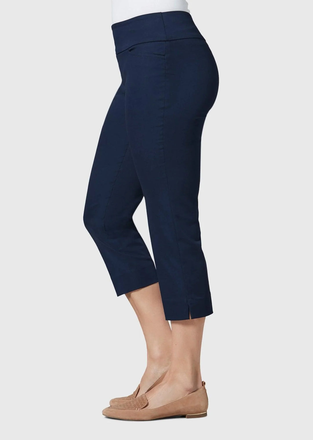 Navy Milan Split Hem Capri Pant