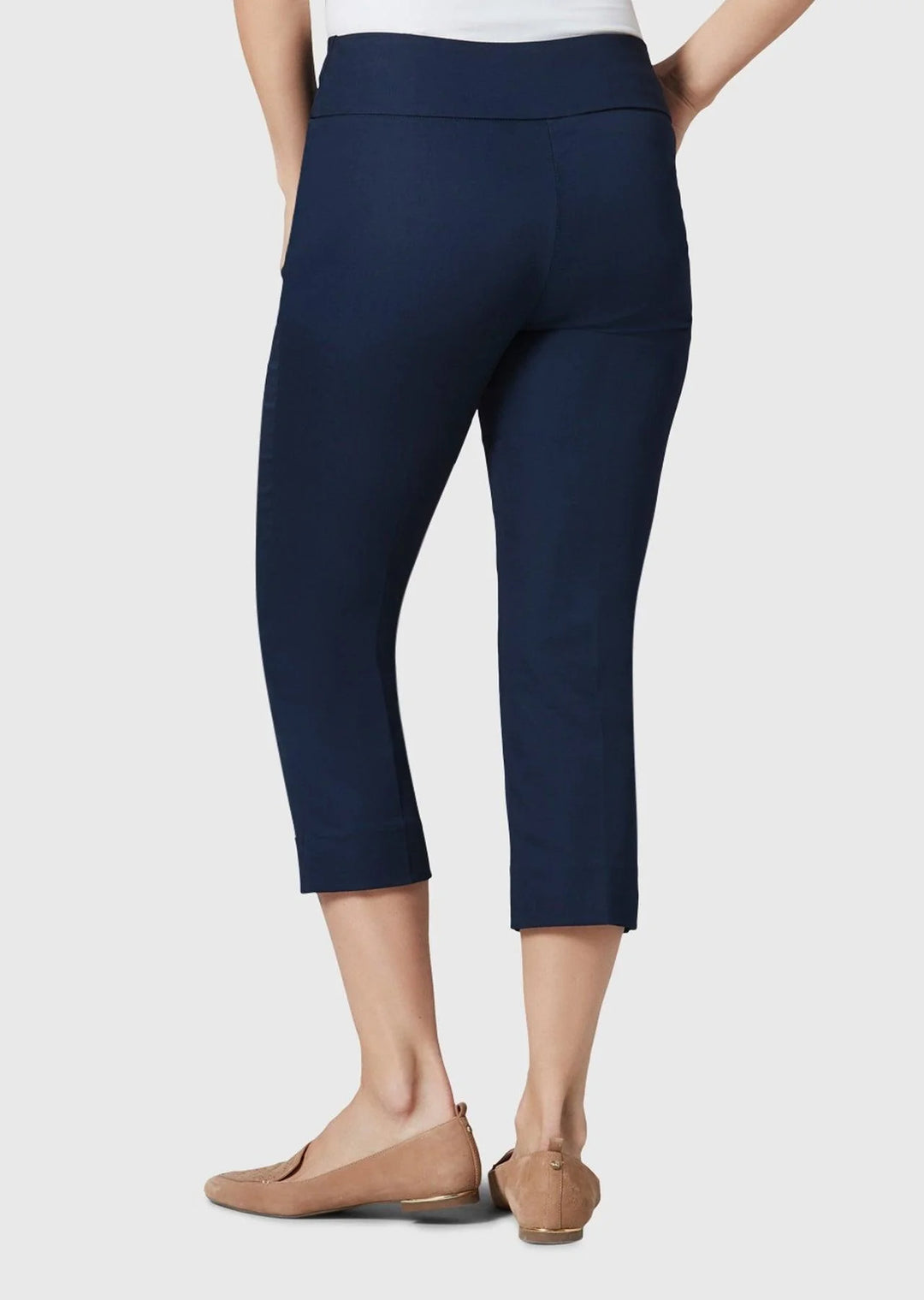 Navy Milan Split Hem Capri Pant