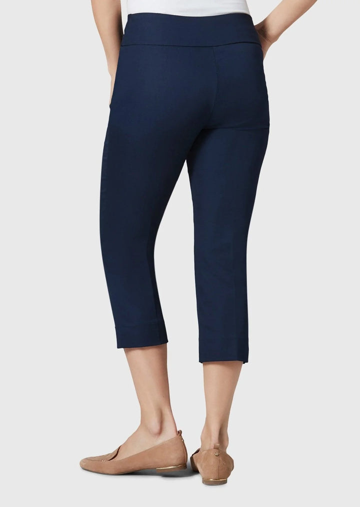 Navy Milan Split Hem Capri Pant