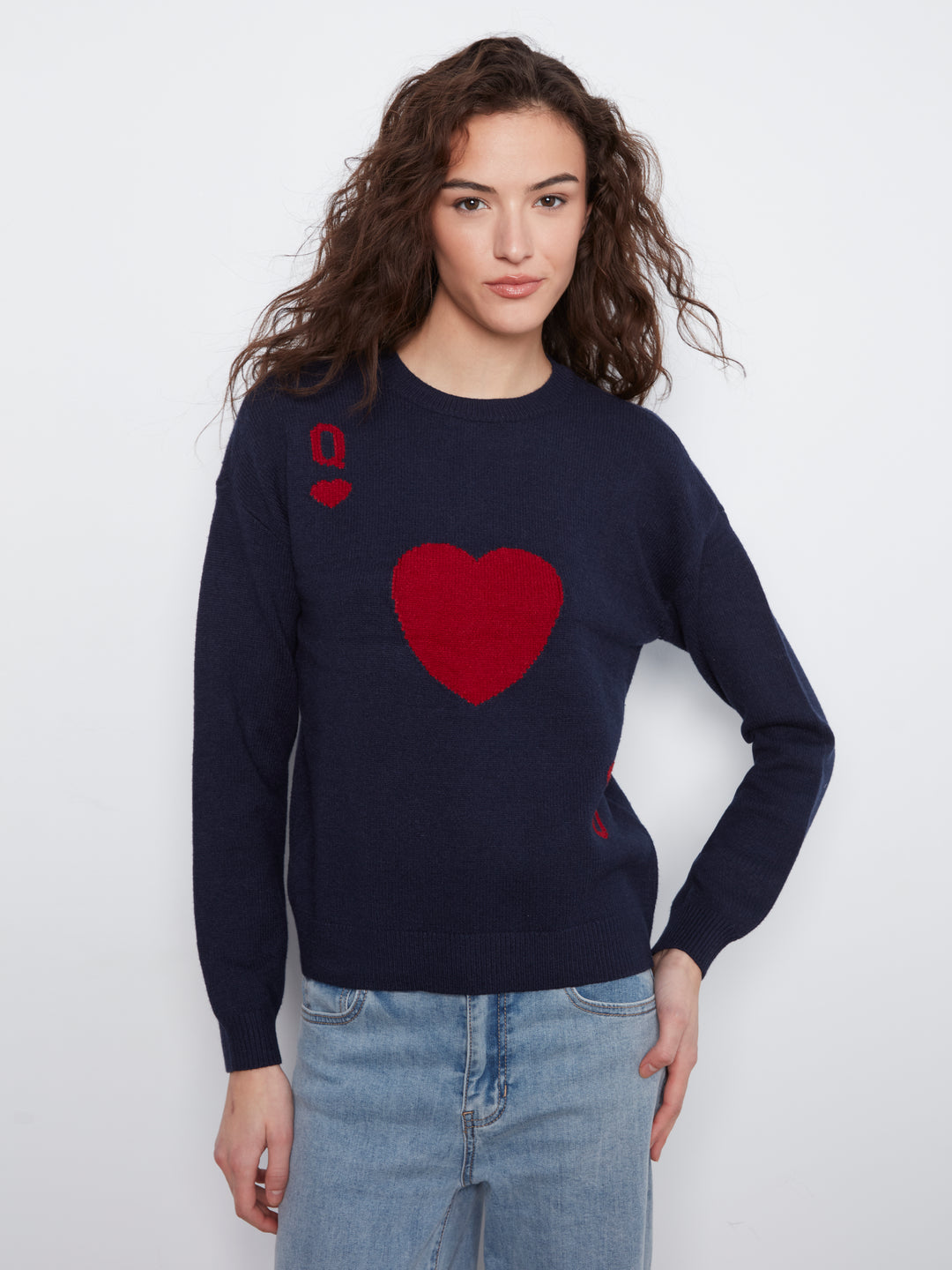 Navy Queen Of Hearts Sweater